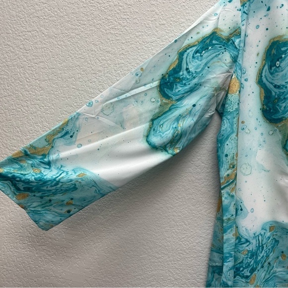 Made with Love Womens XXL Blouse Top Long Sleeve Asymmetrical Hem NWTs Marbled - Picture 5 of 8